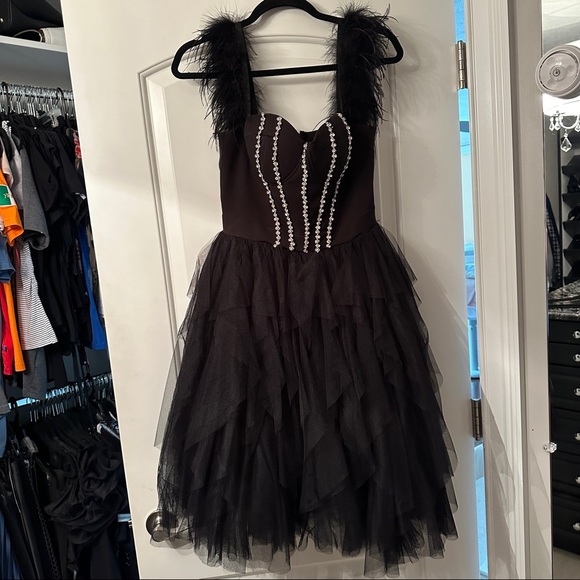 Tulle Dress w Bling Details - Black - Picture 2 of 4